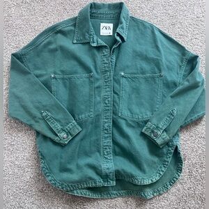 Zara Green Denim Jacket